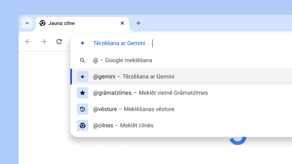 Tērzējiet ar Gemini no adreses joslas
