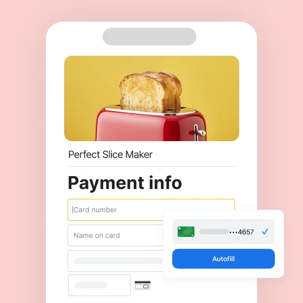 On a retail site’s payment info screen, Chrome gives the option to autofill the fields with saved payment info